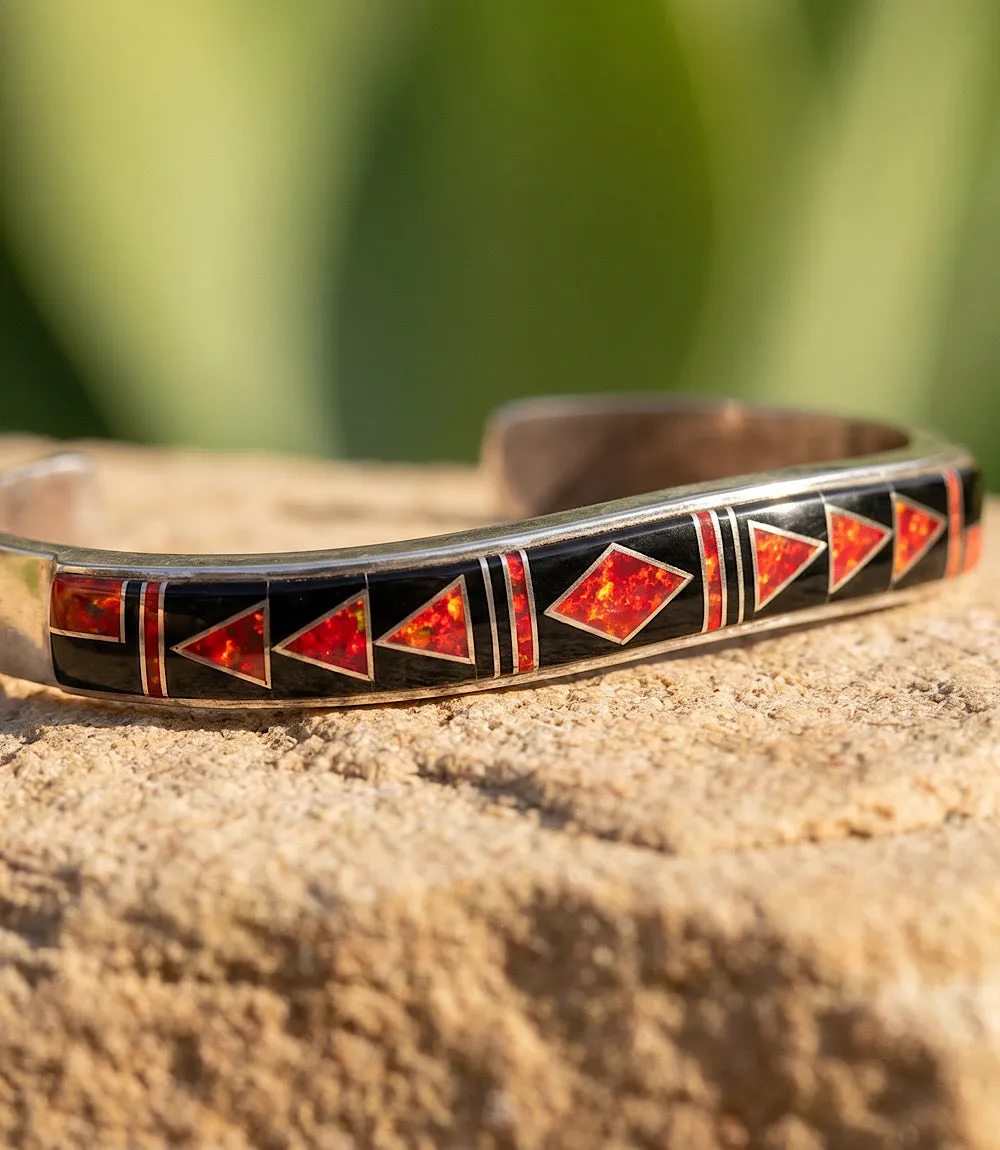 Black Onyx And Red Opal Cuff Bracelet sold by Karen Kane