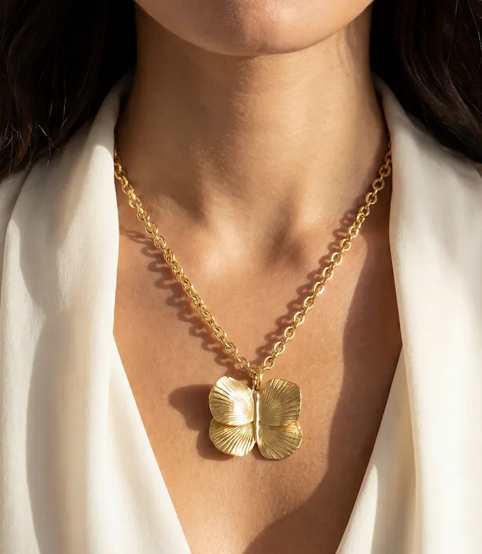 Sylvia Benson 18 Karat Gold Butterfly Necklace made by Karen Kane