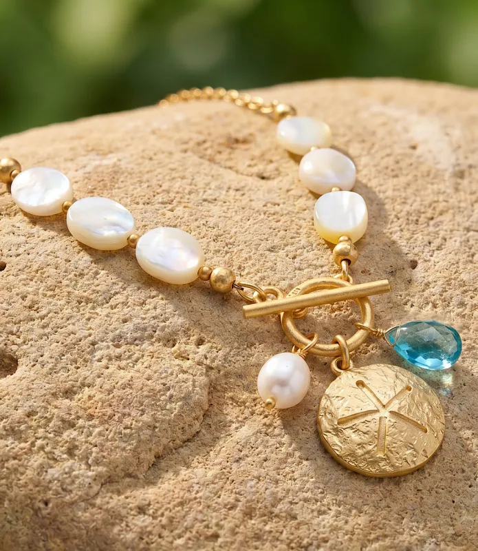 Sand Dollar Charm Toggle Necklace made by Karen Kane
