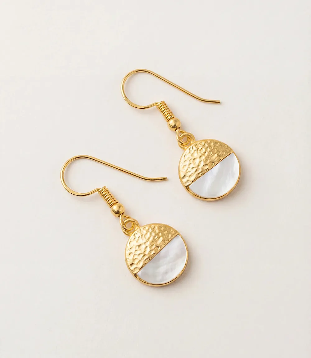 Pearl And Hammered Gold Disc Earrings sold by Karen Kane product image thumbnail 3