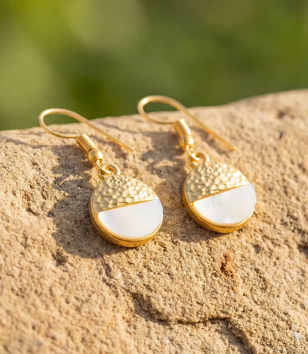 Pearl And Hammered Gold Disc Earrings sold by Karen Kane product image thumbnail 2