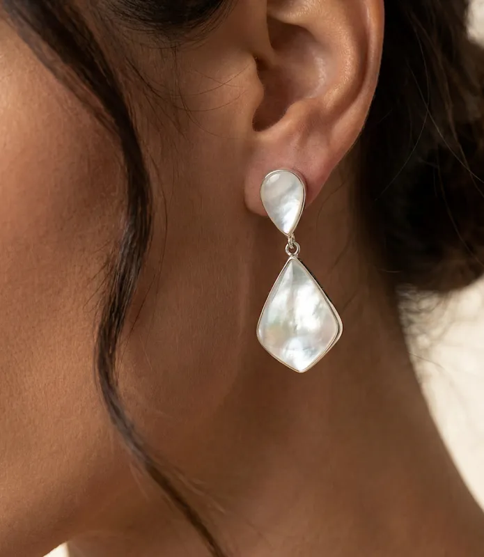 Mother Of Pearl Geometric Drop Earrings made by Karen Kane