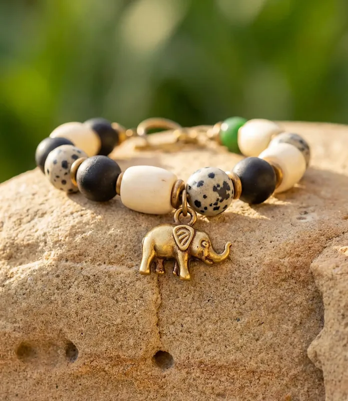 Elephant Charm Safari Stone Bracelet made by Karen Kane