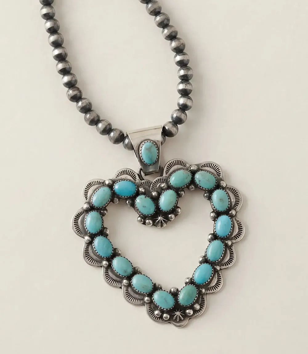 Turquoise Beaded Heart Pendant Necklace sold by Karen Kane product image thumbnail 2