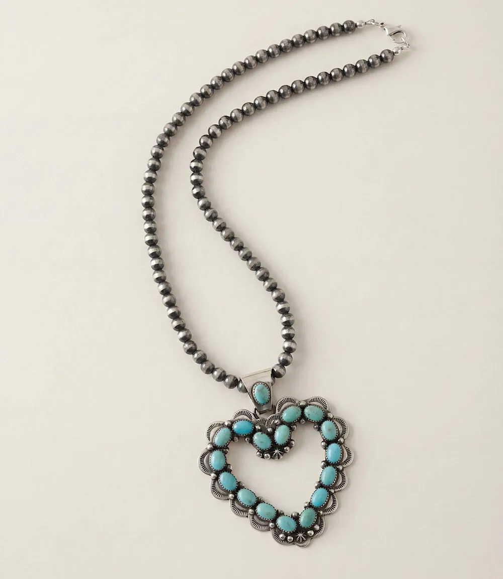 Turquoise Beaded Heart Pendant Necklace sold by Karen Kane product image thumbnail 4
