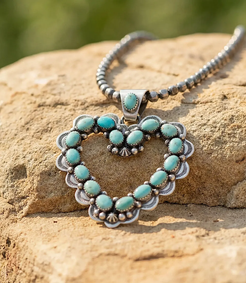 Turquoise Beaded Heart Pendant Necklace sold by Karen Kane product image thumbnail 3