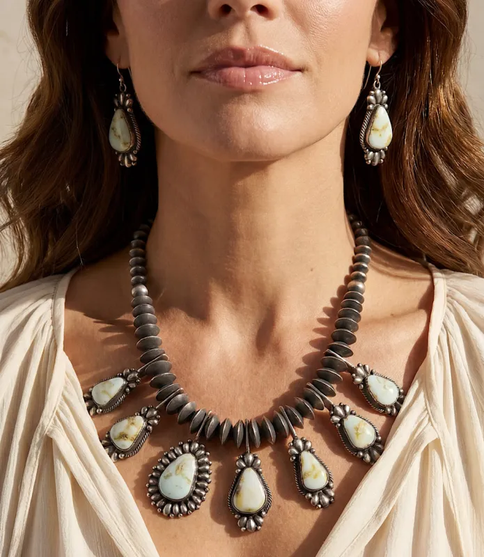 Palomino Turquoise Sterling Silver Necklace And Earring Set made by Karen Kane