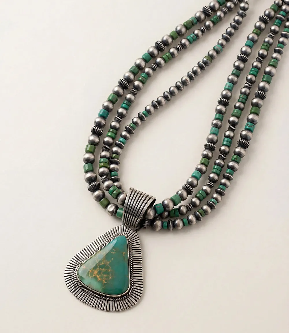 Royston Turquoise Multi Strand Pendant Necklace And Earring Set sold by Karen Kane product image thumbnail 5