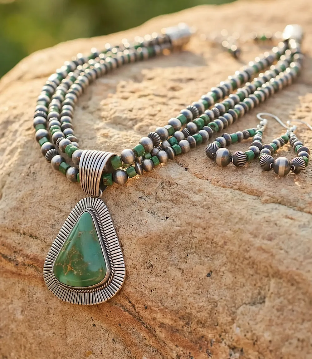 Royston Turquoise Multi Strand Pendant Necklace And Earring Set sold by Karen Kane product image thumbnail 4