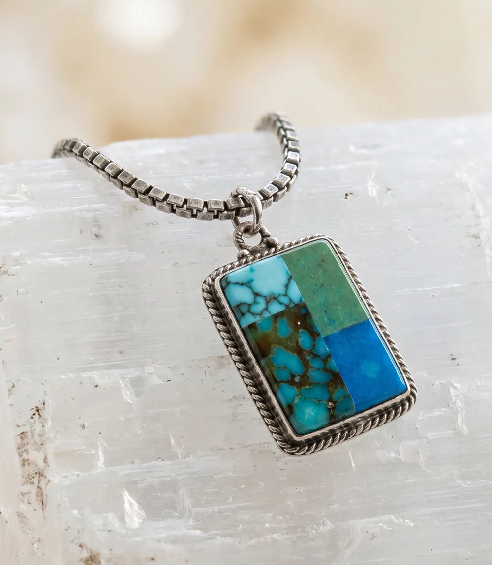 Embellished Multi Turquoise Inlay Pendant Necklace sold by Karen Kane