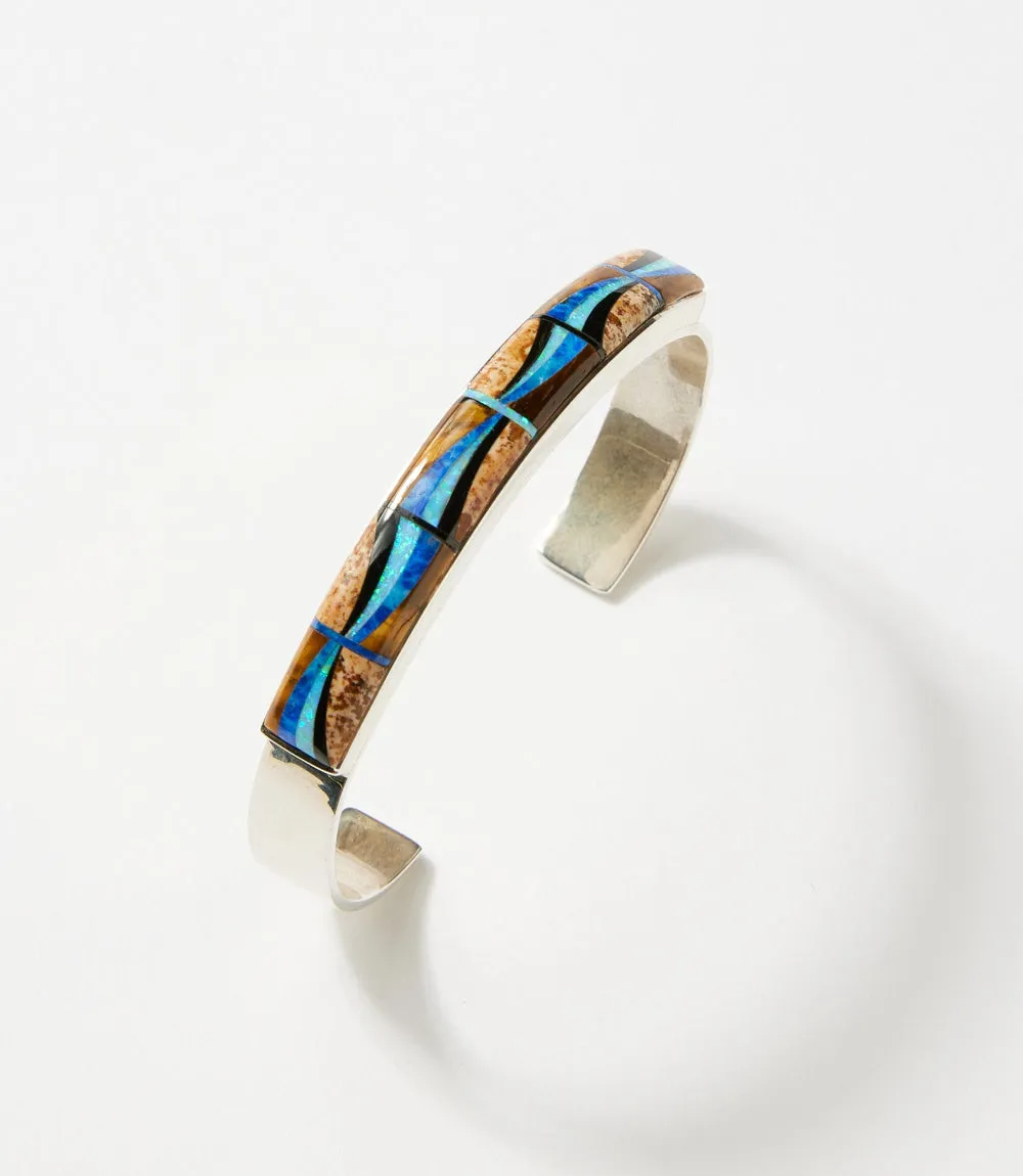 Sterling Silver Jasper And Lapis Wave Inlay Bracelet sold by Karen Kane product image thumbnail 2