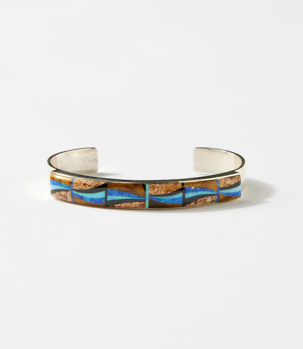 Sterling Silver Jasper And Lapis Wave Inlay Bracelet sold by Karen Kane product image thumbnail 3