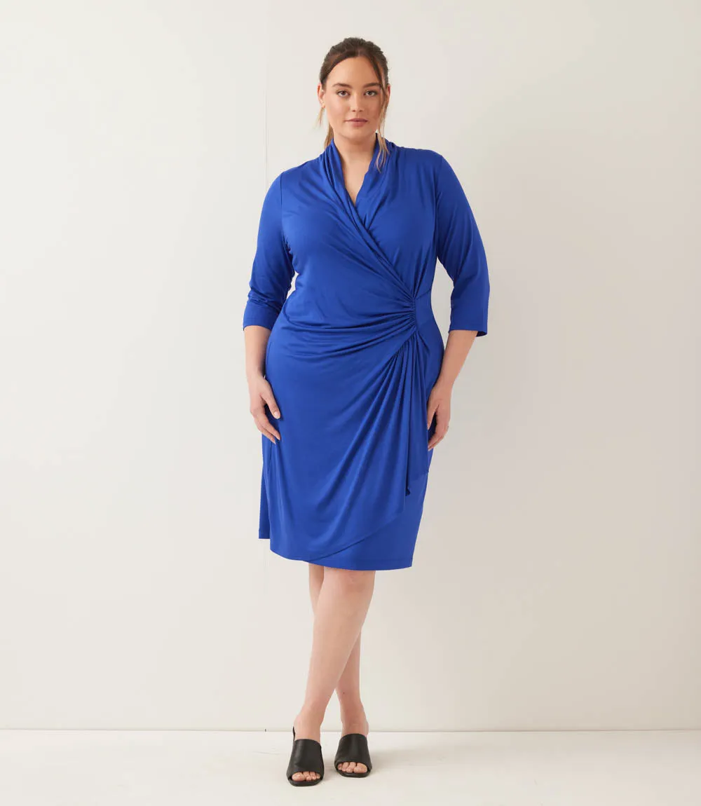 Plus Size 3/4 Sleeve Cascade Wrap Dress sold by Karen Kane