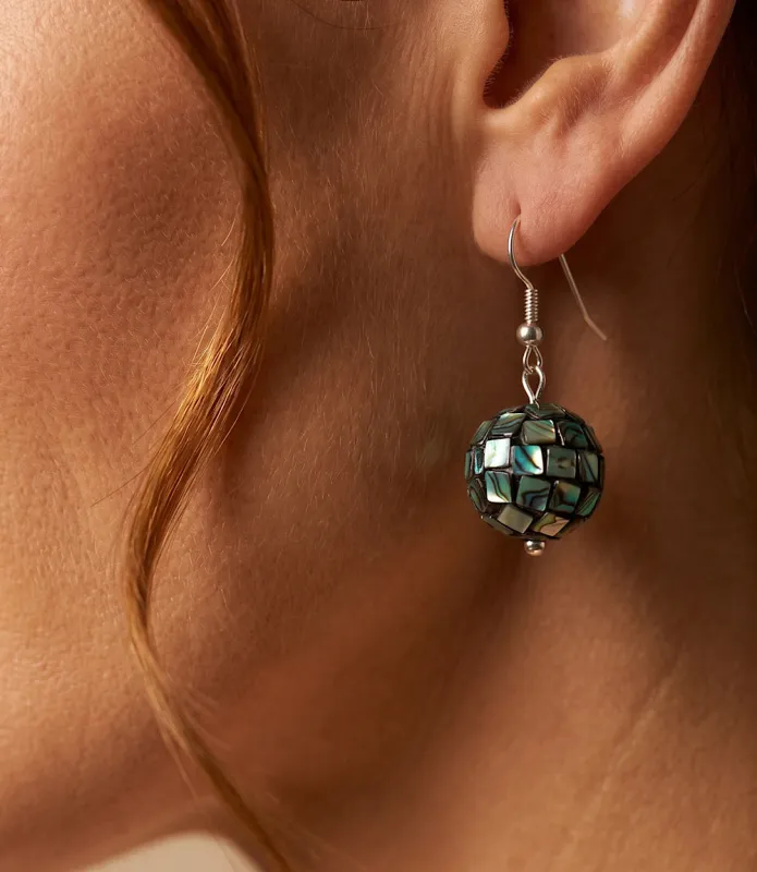 Abalone Stone Earrings made by Karen Kane