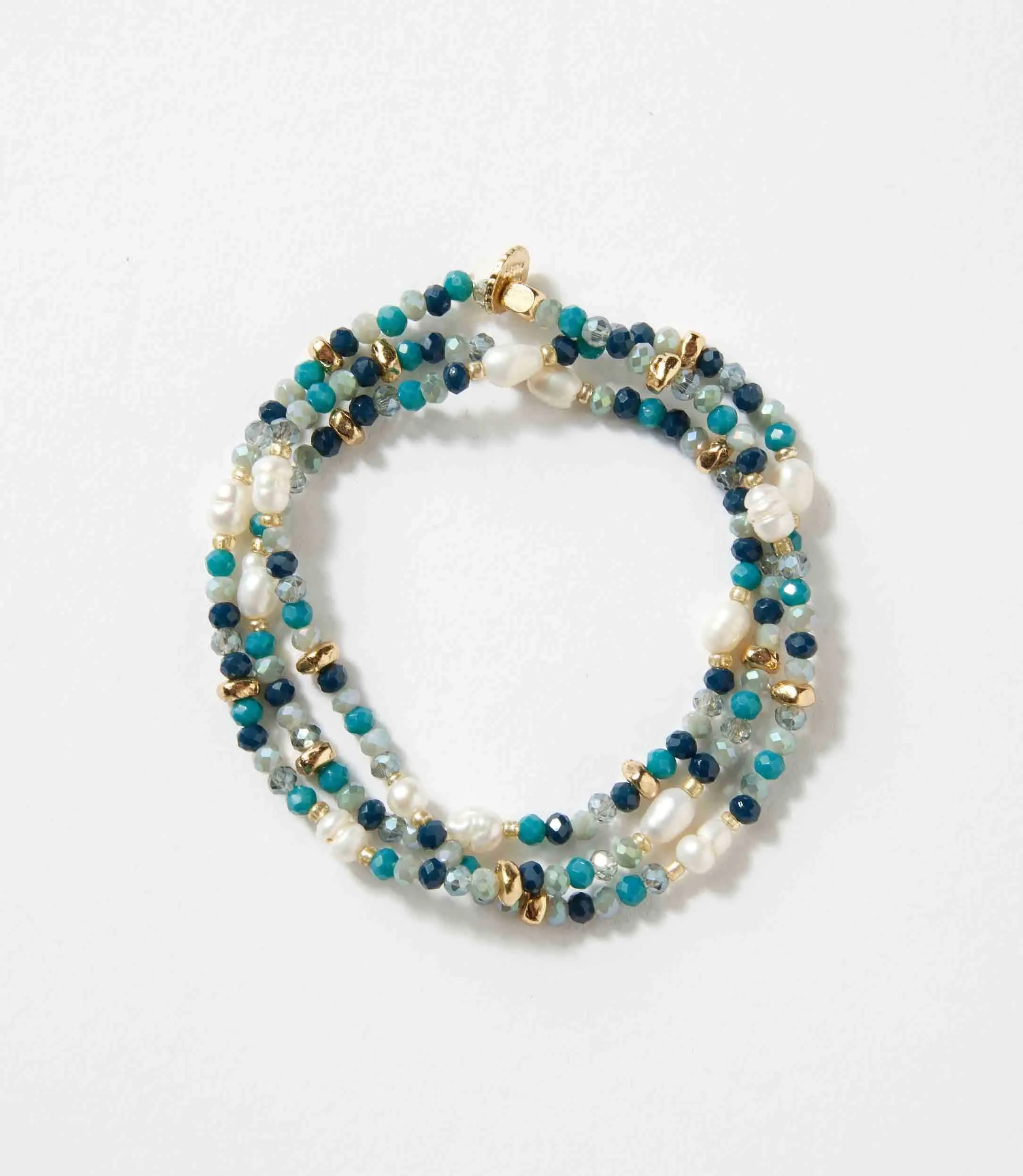 Beaded Gemstone And Pearl Stretch Bracelet sold by Karen Kane