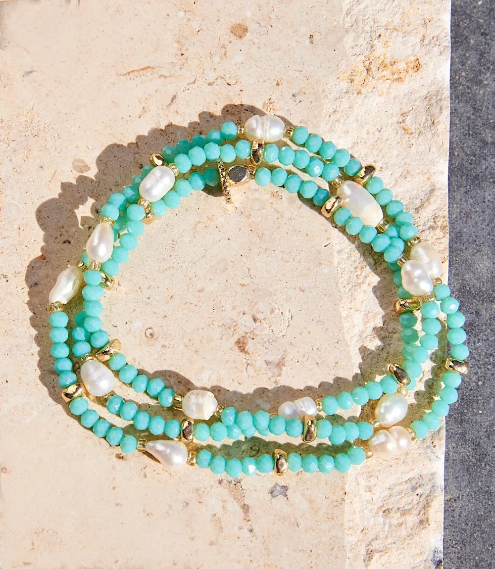 Beaded Gemstone And Pearl Stretch Bracelet sold by Karen Kane