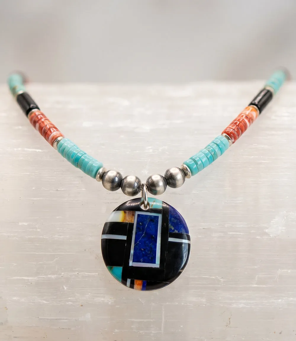 Beaded Turquoise, Jet, And Spiny Oyster Shell Pendant Necklace sold by Karen Kane product image thumbnail 2
