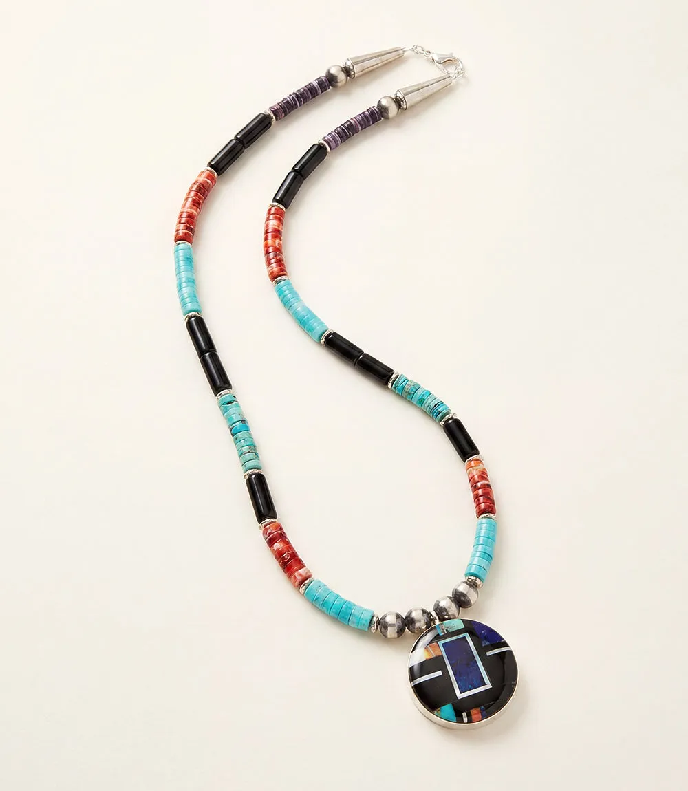 Beaded Turquoise, Jet, And Spiny Oyster Shell Pendant Necklace sold by Karen Kane product image thumbnail 4