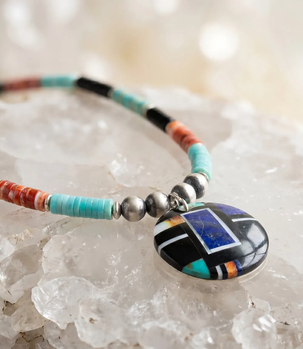 Beaded Turquoise, Jet, And Spiny Oyster Shell Pendant Necklace sold by Karen Kane product image thumbnail 3