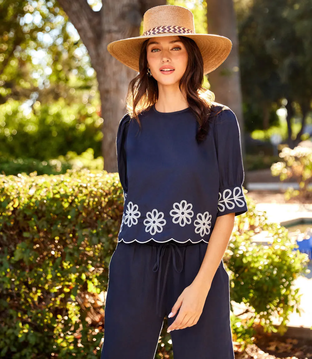Embroidered Blouson Sleeve Scallop Top sold by Karen Kane product image thumbnail 5