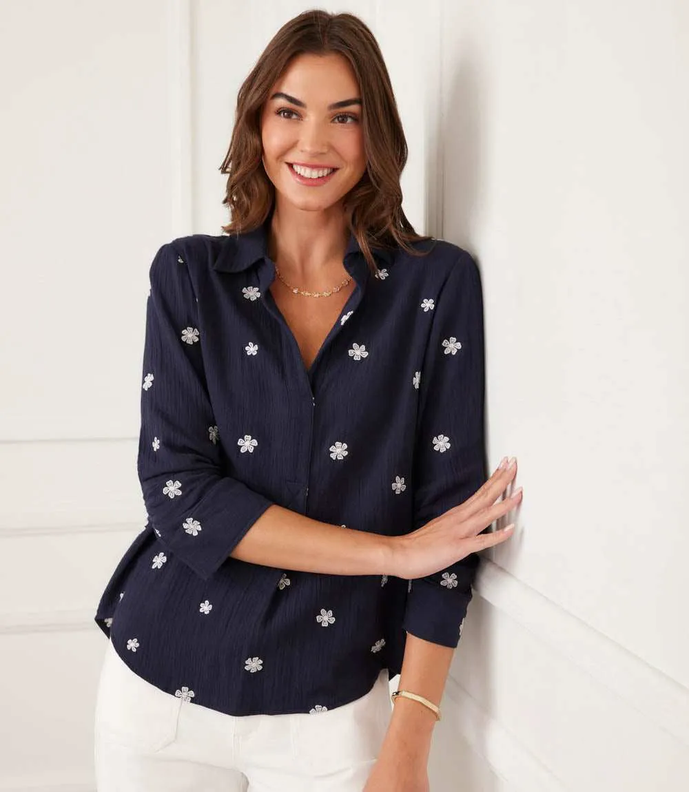 Embroidered Ruched Sleeve Shirt sold by Karen Kane product image thumbnail 5