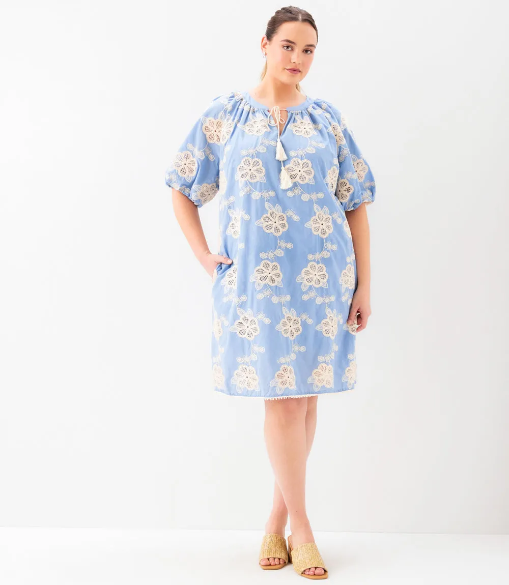 Plus Size Puff Sleeve Tassel Dress sold by Karen Kane