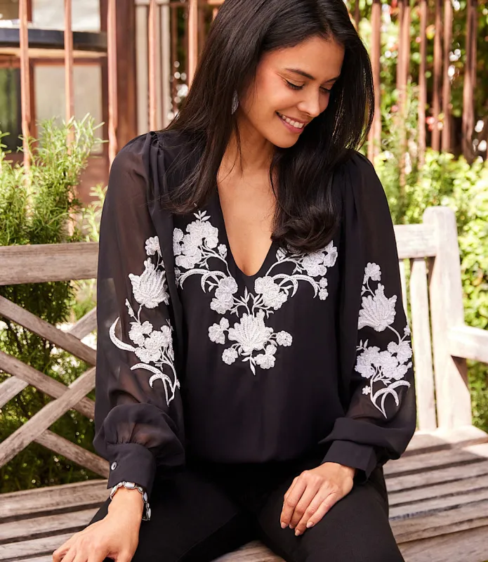 Embellished Blouson Top made by Karen Kane