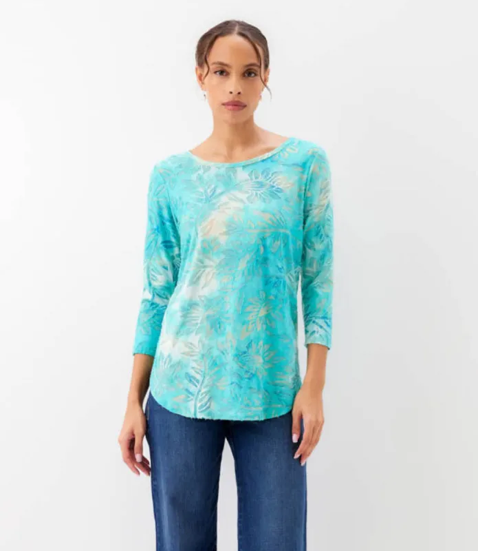 3/4 Sleeve Burnout Shirttail Top made by Karen Kane