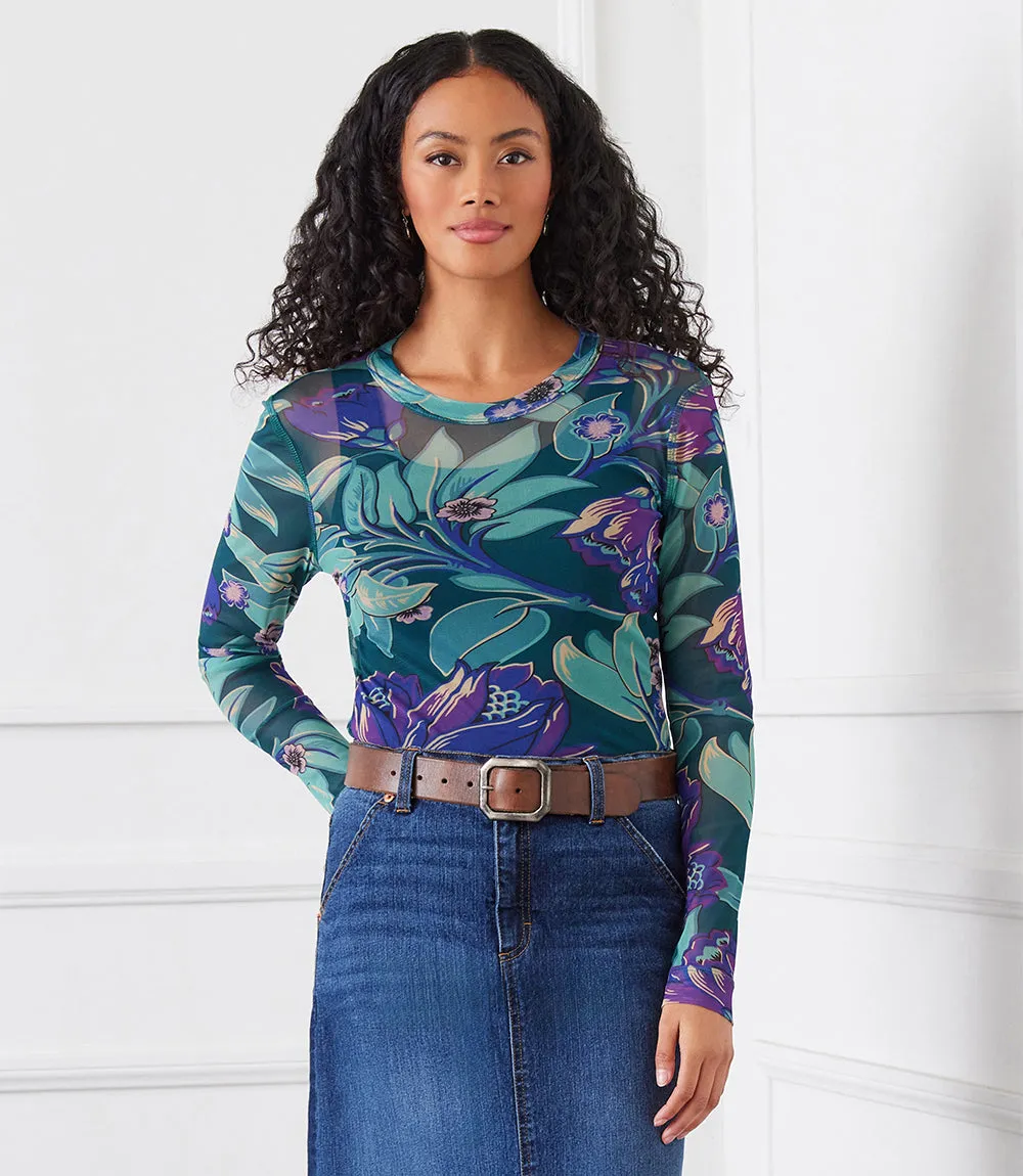 Long Sleeve Mesh Top sold by Karen Kane