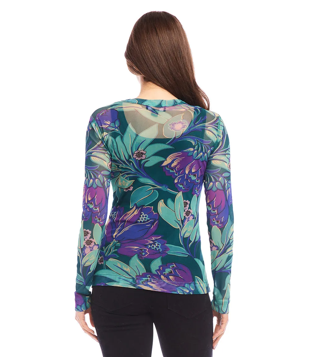 Long Sleeve Mesh Top sold by Karen Kane product image thumbnail 4