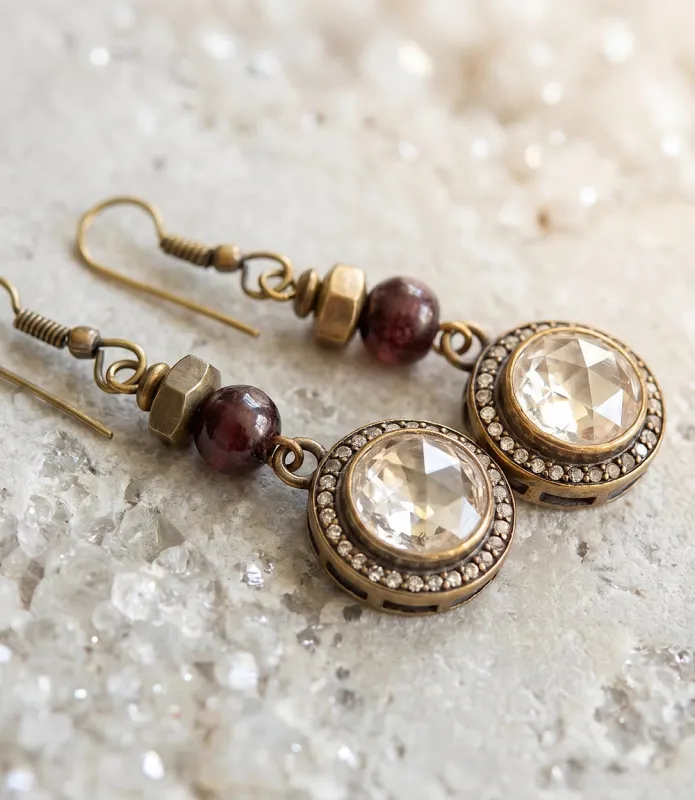 Crystal Disc Drop Earrings made by Karen Kane