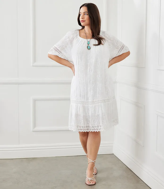 Plus Size Short Sleeve Embroidered Dress made by Karen Kane