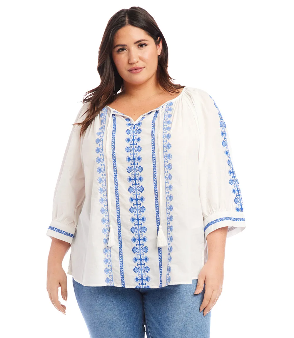 Plus Size Embroidered Top sold by Karen Kane