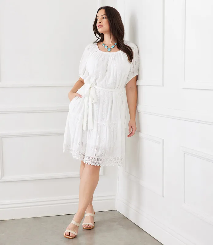 Plus Size Embroidered Puff Sleeve Dress made by Karen Kane