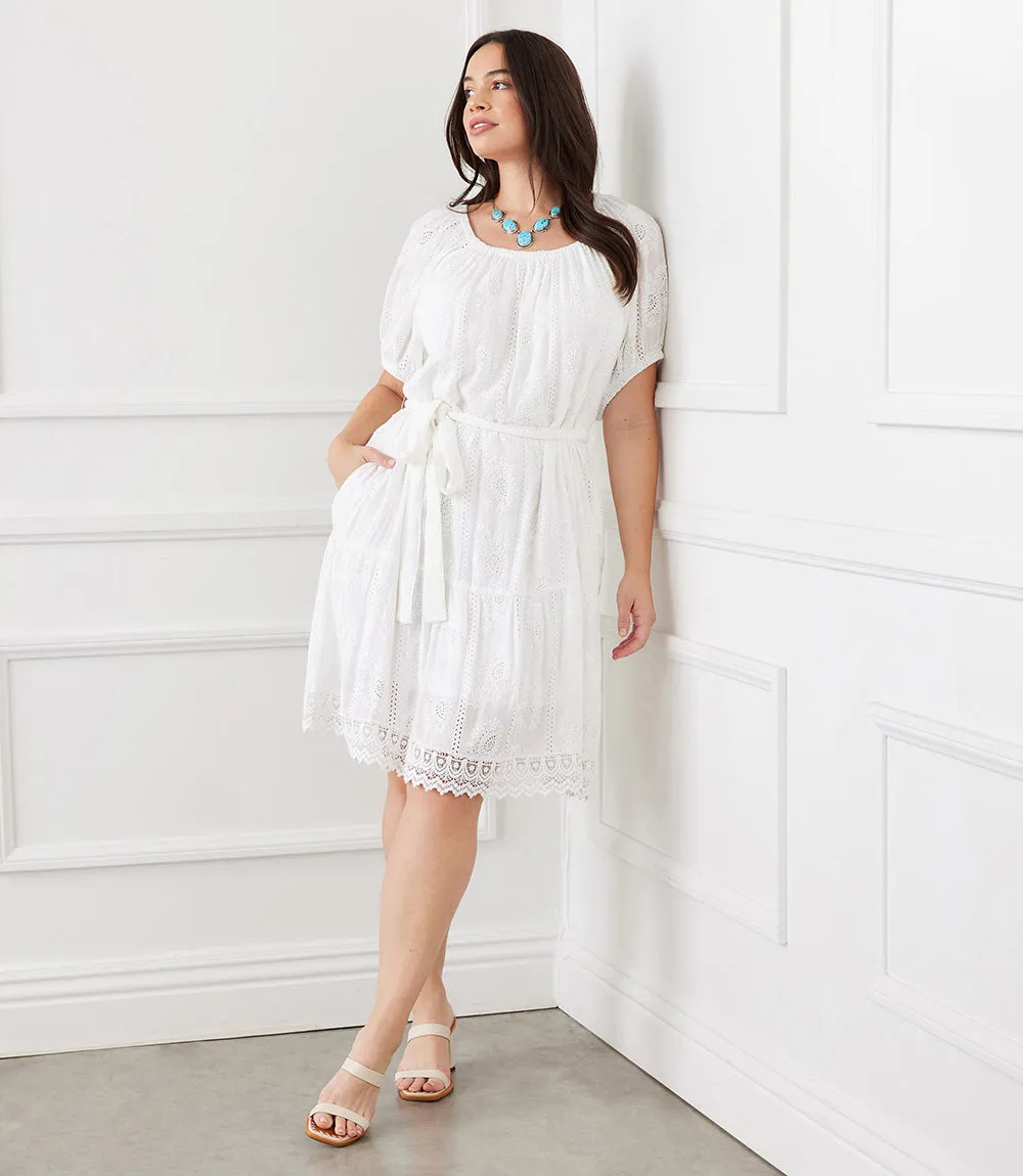 Plus Size Embroidered Puff Sleeve Dress sold by Karen Kane