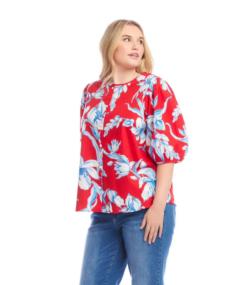Plus Size Puff Sleeve Button-Front Shirt sold by Karen Kane product image thumbnail 2