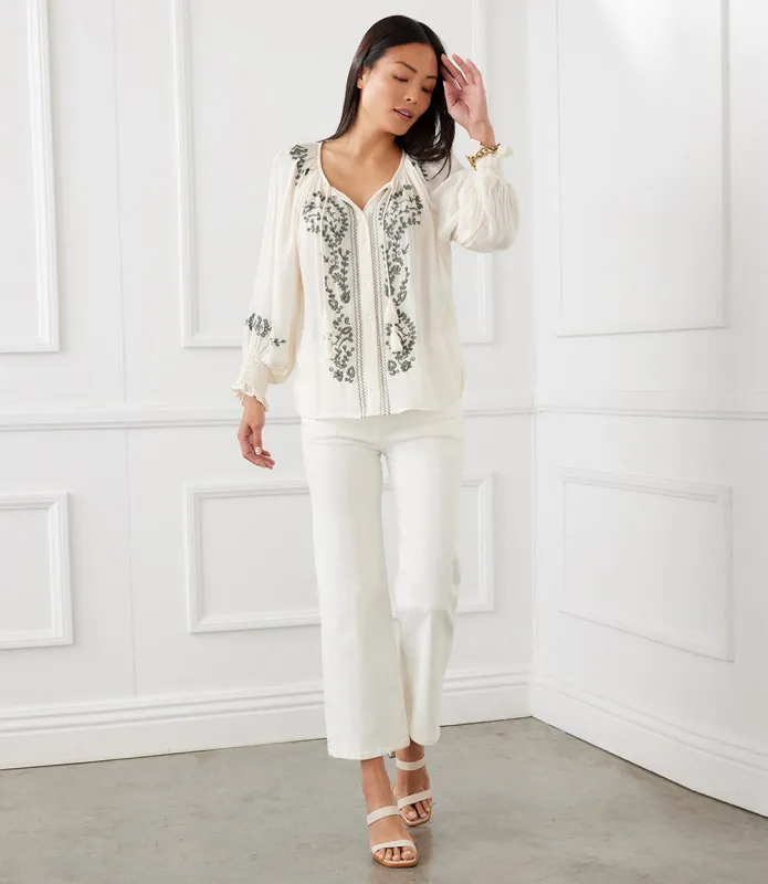 Embroidered Peasant Top made by Karen Kane