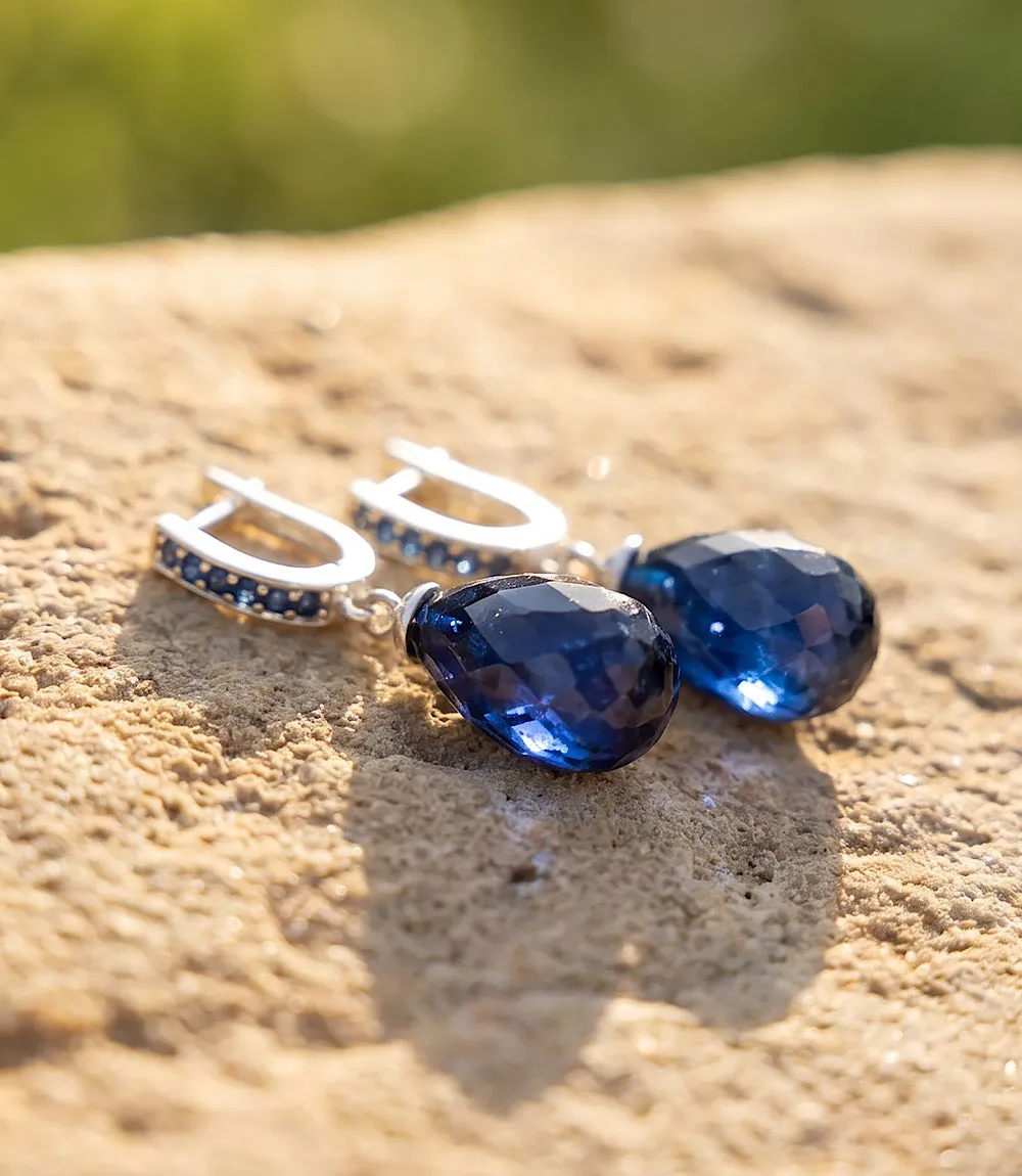 Sapphire Stone Huggie Earrings sold by Karen Kane