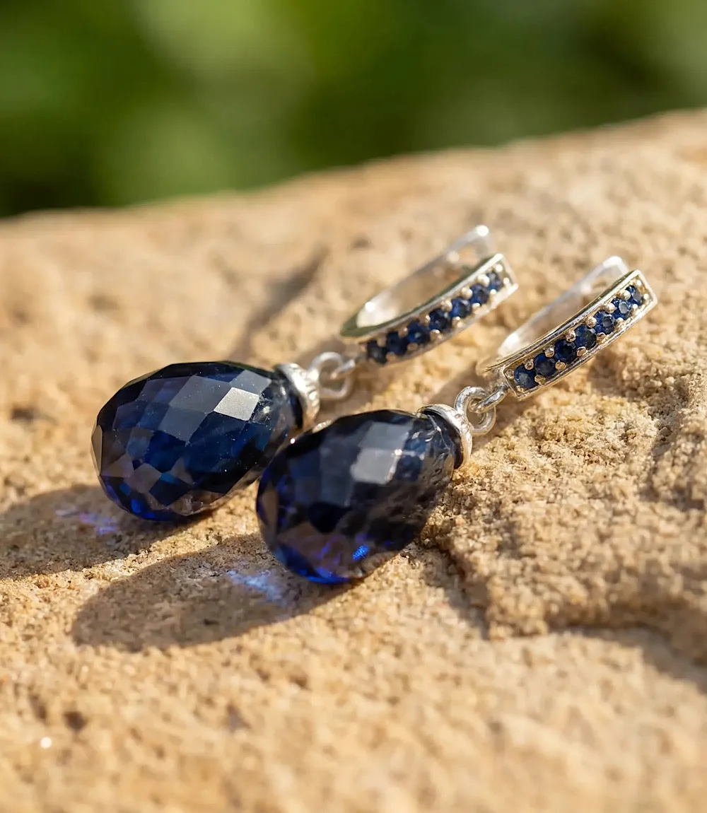 Sapphire Stone Huggie Earrings sold by Karen Kane product image thumbnail 4