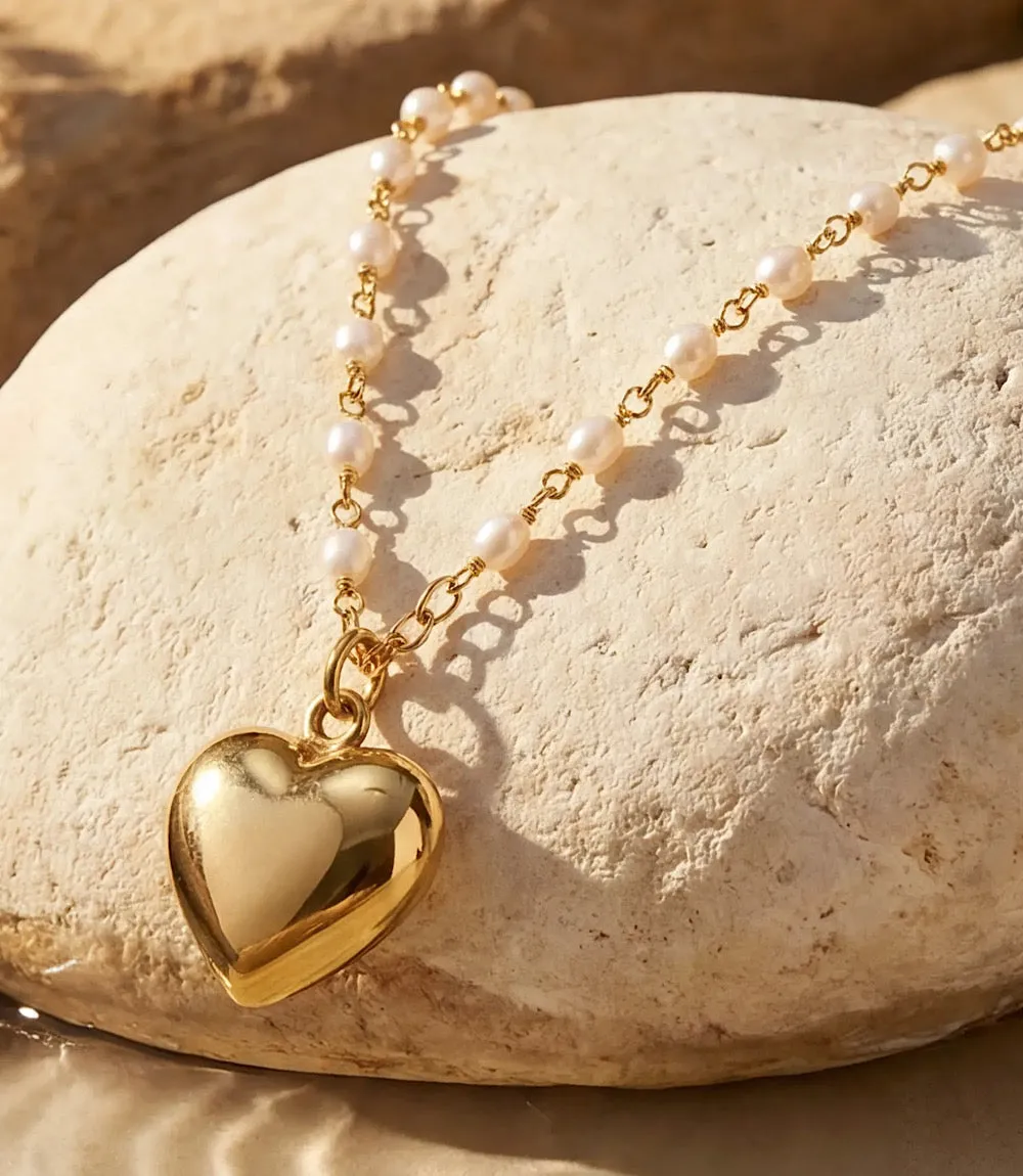 Beaded Pearl Heart Charm Necklace sold by Karen Kane product image thumbnail 2