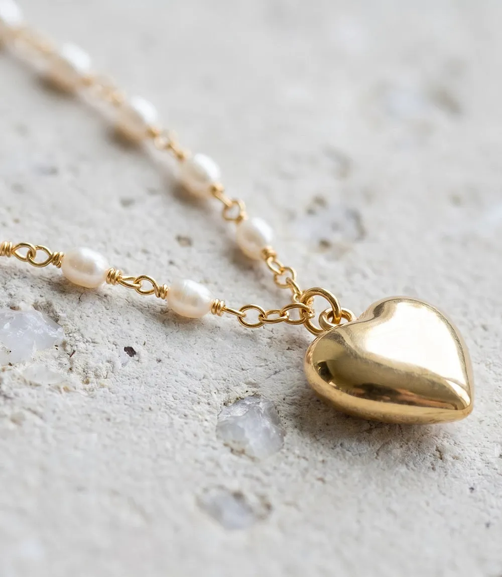 Beaded Pearl Heart Charm Necklace sold by Karen Kane product image thumbnail 3