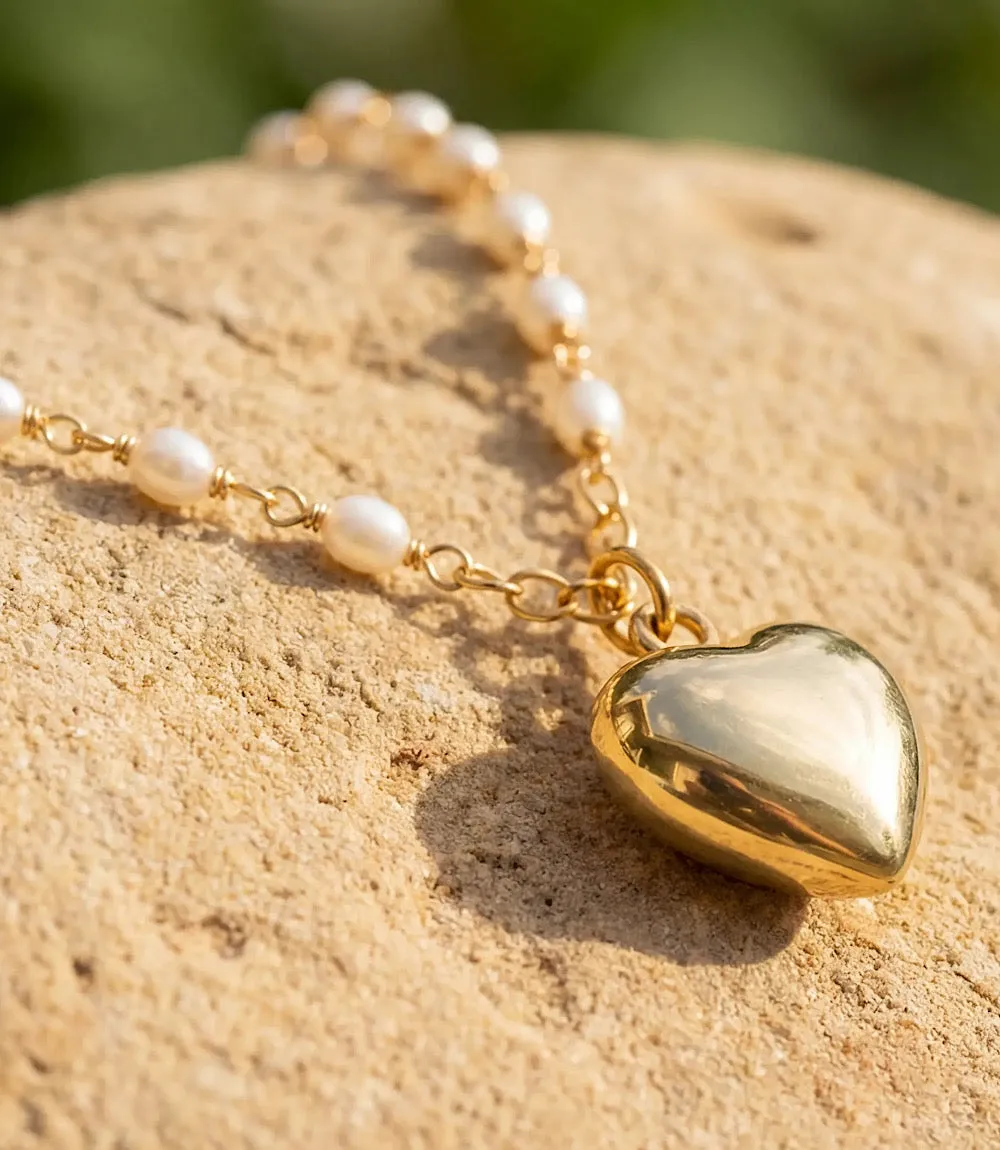Beaded Pearl Heart Charm Necklace sold by Karen Kane product image thumbnail 5
