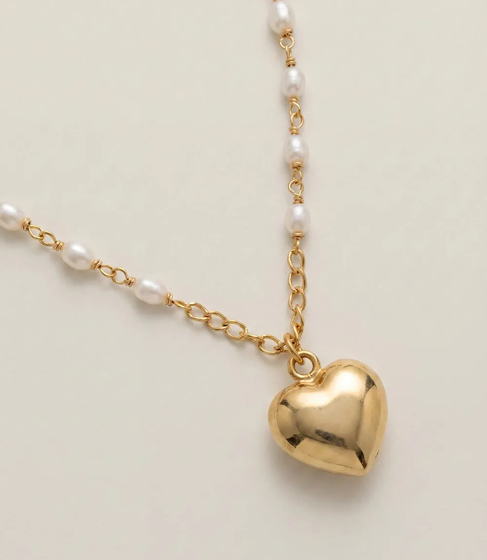 Beaded Pearl Heart Charm Necklace sold by Karen Kane product image thumbnail 4