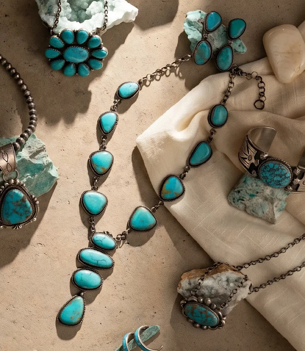 Kingman Turquoise Necklace And Earring Set sold by Karen Kane product image thumbnail 4