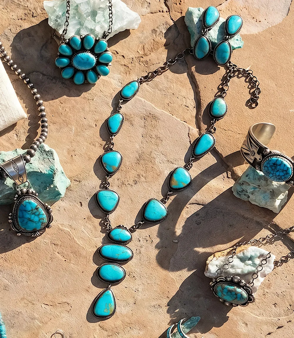 Kingman Turquoise Necklace And Earring Set sold by Karen Kane product image thumbnail 2