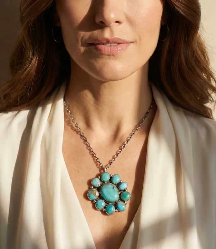 Kingman Turquoise Pendant Necklace made by Karen Kane