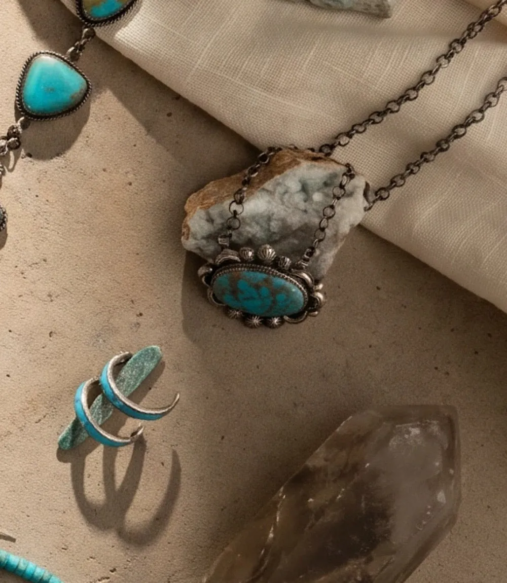 Embellished Oval Pendant Turquoise Necklace sold by Karen Kane product image thumbnail 5