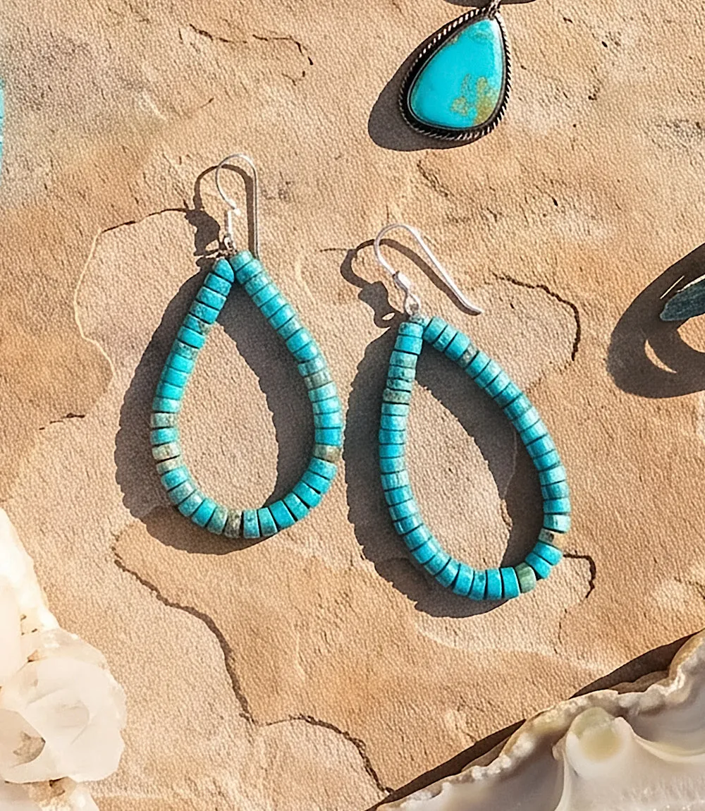 Kingman Turquoise Beaded Teardrop Earrings sold by Karen Kane product image thumbnail 3