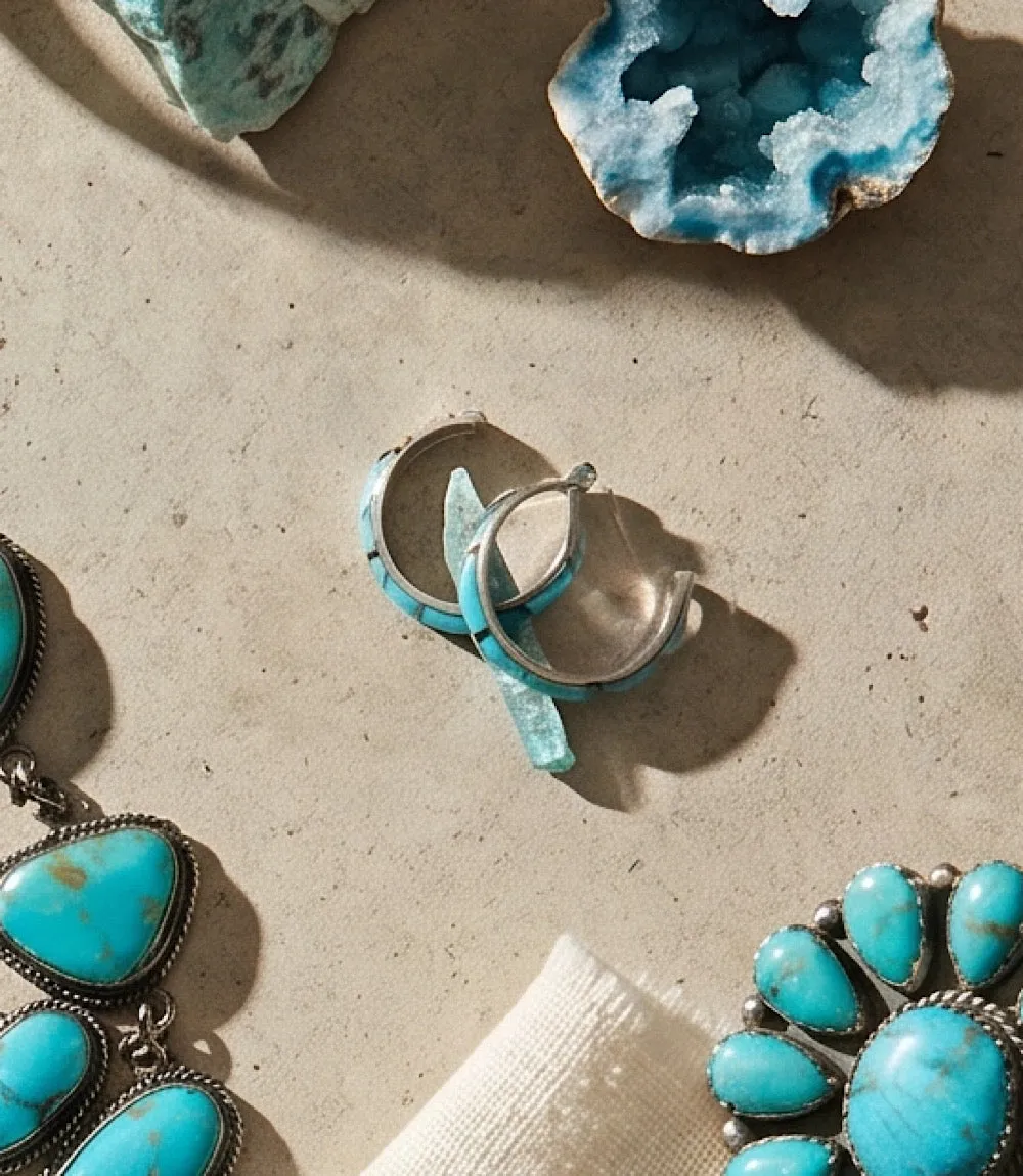 Kingman Turquoise Inlay Earrings sold by Karen Kane product image thumbnail 3