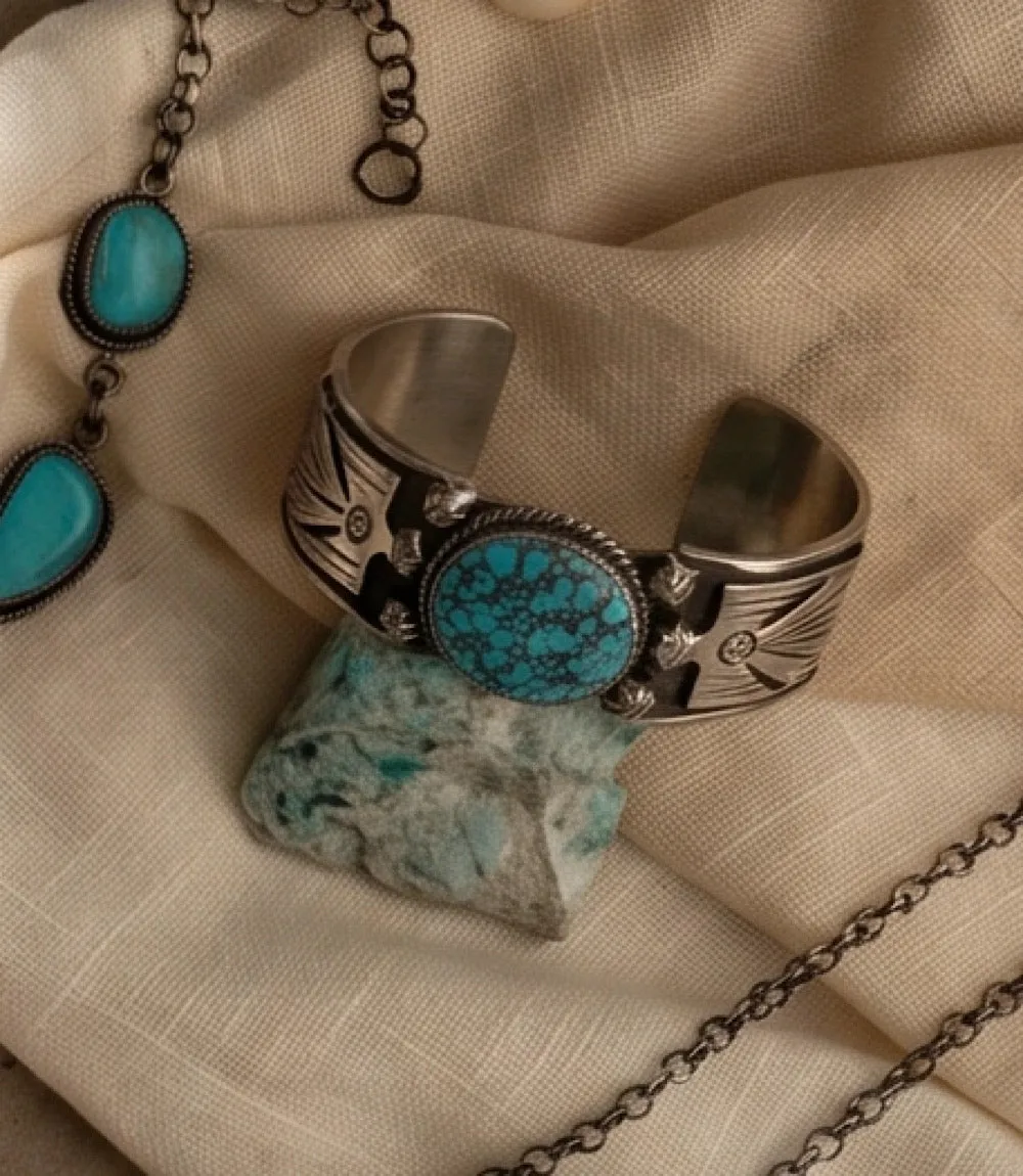 Kingman Turquoise Embellished Cuff Bracelet sold by Karen Kane product image thumbnail 3